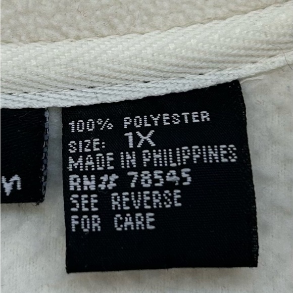 Vintage/ Ladies Club Fleece White Zip Up Jacket Sweater Top / size 1X/ like new - Picture 7 of 8